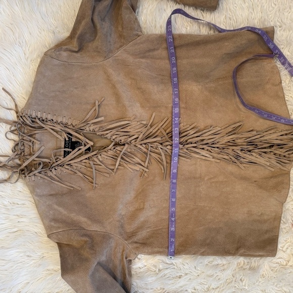 Vintage Suede Fringe Genuine Leather Jacket MACHINE WASHABLE Size Large - Picture 10 of 11